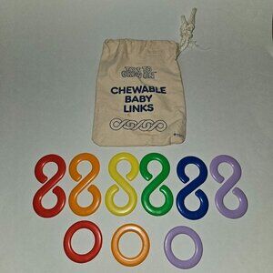 9 Chewable Baby Links Toy Lot Loop Hook Ring Rainbow Toys To Grow On Lot #1511